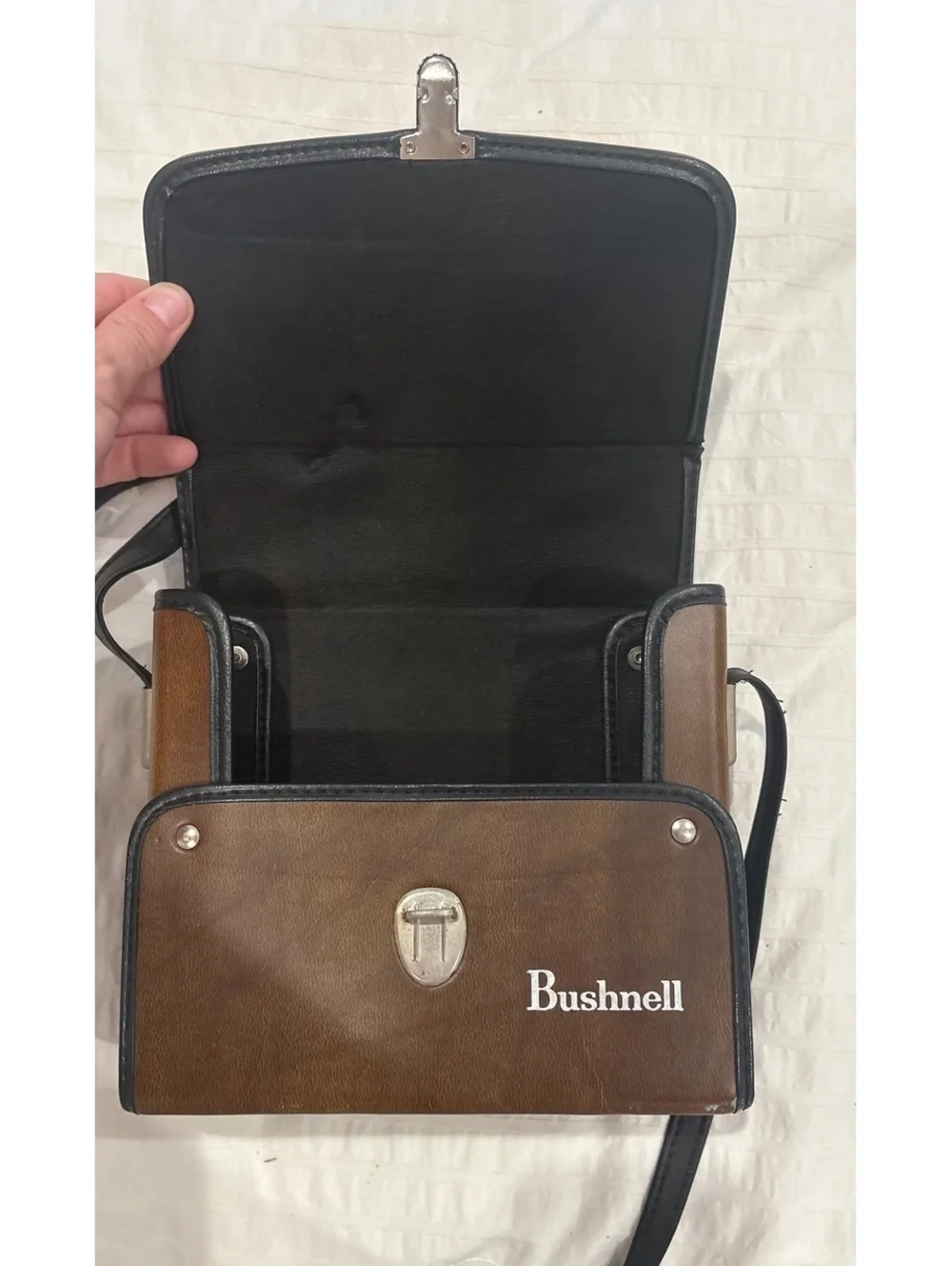 Vintage Bushnell Brown Leather Binocular Bag